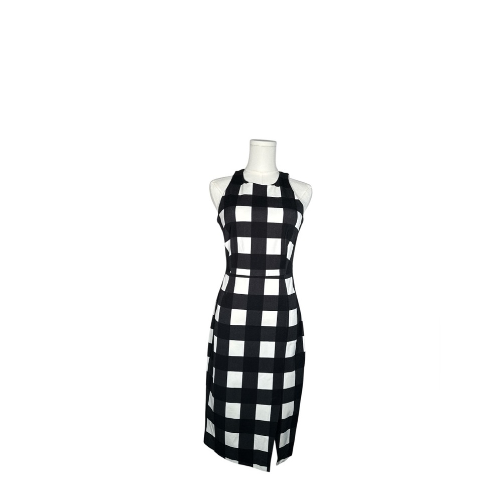 Banana Republic Black and White Gingham Midi Dress